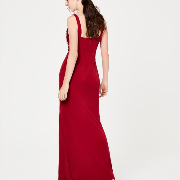 Crystal Doll Hand Beaded V-Neck Tank Dress Wine - Picture 2 of 5